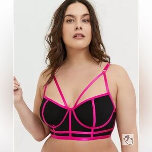 Torrid Hot Pink and Black Mesh Bralette